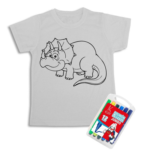 Camiseta Dinosaurios  Para  Colorear Marcador Lavable 