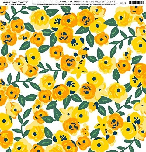 Papel Cartulina Estampado Flores Soleadas 12 X 12 