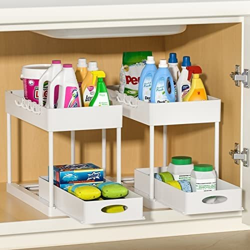 2 Pack Sliding Cabinet Cesta Organizador De Cajones, 8p15f