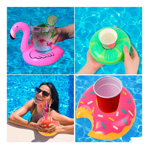 3 Porta Vasos Inflable Albercada Fiesta Jardin