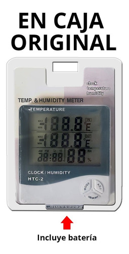 Termometro Digital Higrometro Termohigrómetro Reloj + Pila