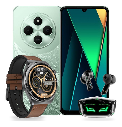 Smartphone Xiaomi Poco C75 128gb 6gb Ram Verde Con Smartwatch Era One Class Amoled Realiza Llamadas Incluye Audífonos Gamer Ecualiza Desde App Negro