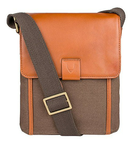 Hidesign Aiden Cuero Auténtico Y Canvas Mini Crossbody Hombr