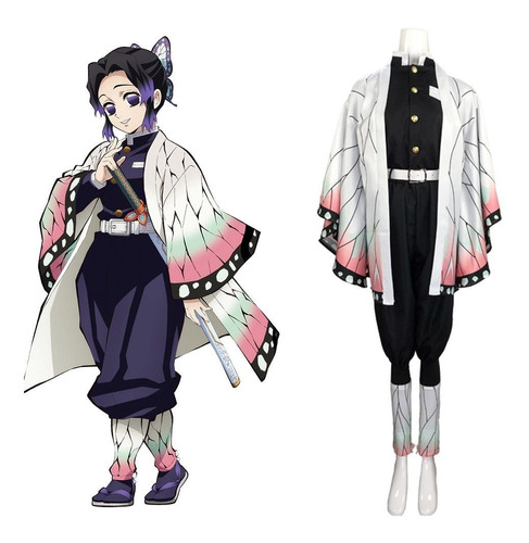  Demon Slayer Kochou Shinobu Cosplay Blanco Haori Traje