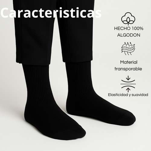 6 Pz Calcetines Niño Escolar Algodón Infantil Varios Colores Surtido Lisa 6-8 Años