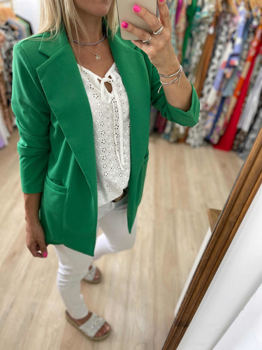 Imagen 8 de 9 de Blazer Saco Largo Lima Naranja Blanco Mujer The Big Shop