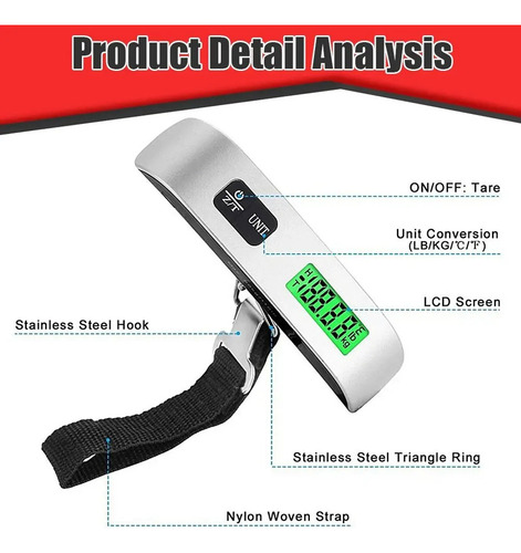 Q Báscula Electrónica Portátil 110 Lb/50 Kg Con Pantalla Lcd