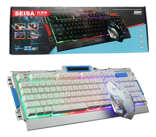 Kit Teclado Y Mouse Gamer Iluminado Luces Rgb Alámbrico 