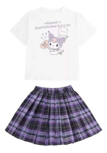 Conjunto De Falda Plisada Cosplay Kuromi Jk Para Niños