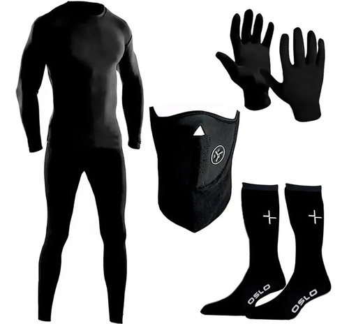 Kit Termico Remera + Calza + Guantes + Máscara+medias Fas**