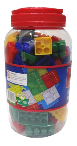 Brinquedo Blocos Montar Encaixe Plastico Montagem 100pç Pote