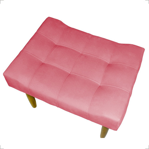 Puff Decorativo Retangular Requinte Pé Palito Suede Bege Cor Rosê