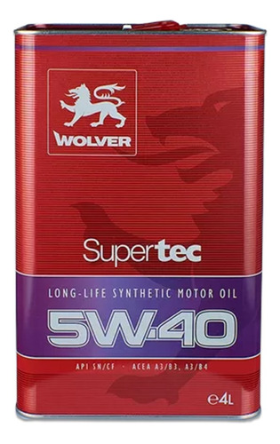 Aciete Wolver Supertec Sae 5w40 X 4 Litros