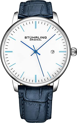 Stuhrling - Reloj De Pulsera Para Hombre, Correa De Piel De