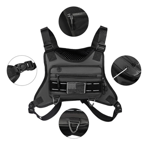 Mochila Respirável Frontal, Esportiva, Corrida, Bolsa Mascul