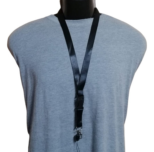 50 Lanyard Medico 2cm X 45cm Texturado Negro