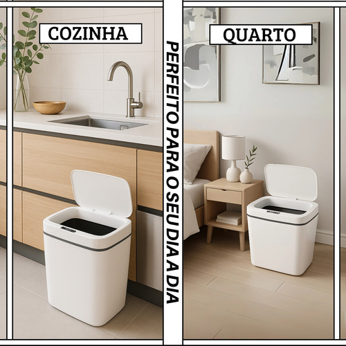 Lixeira Inteligente Sensor Automático 15l Banheiro E Cozinha