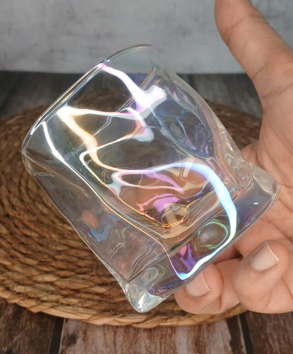 Vaso Vidrio Tornasolado Irregular 300 Ml X 6 Unidades Decora Color Transparente