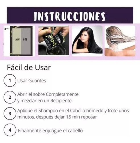 Shampoo Tinte Instantaneo Cubre Canas 10 Sobres