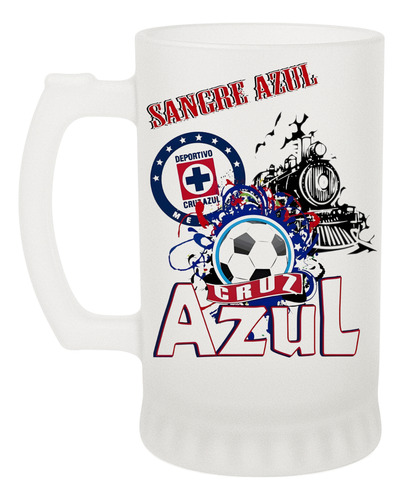 Tarro Cervecero Cruz Azul Equipos De Futbol Regalo 473 Ml Blanco