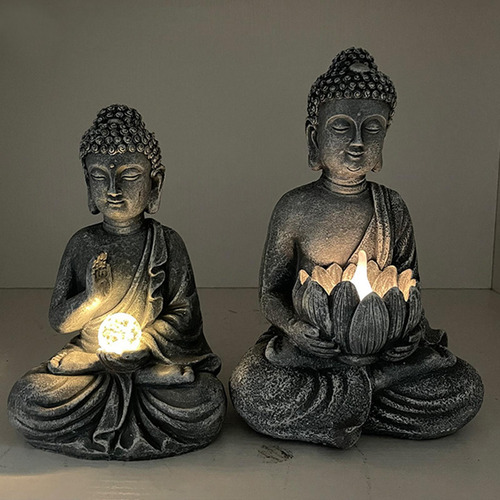 Estatua De Buda Con Energía Solar Con Figura De Tamaño L