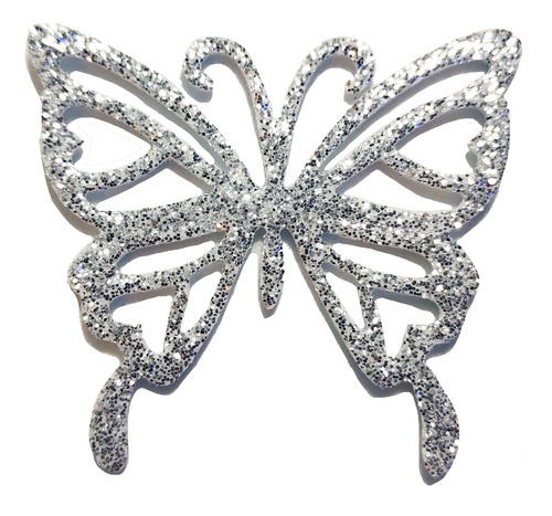 Mariposas Troqueladas De Goma Eva C/glitter 15un De 4,5x5 Cm Plateado Mariposa Calada Goma Eva Con Glitter
