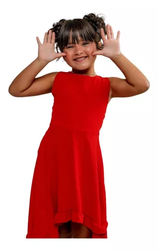 Vestido Infantil de Festa Luxo Vermelho Natal