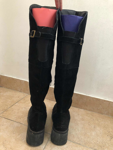 Botas Bucaneras De Gamuza Y Plataforma. Mujer. T 37
