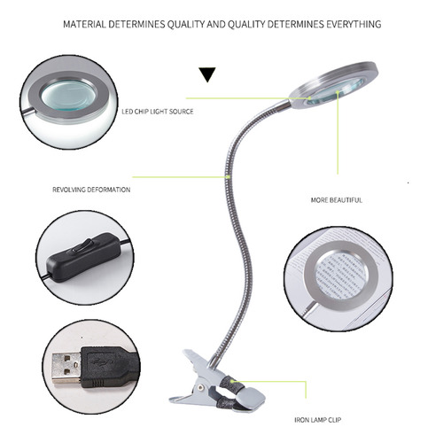 Lupa Iluminada, Rotação Flexível, Ampliação De Mesa G