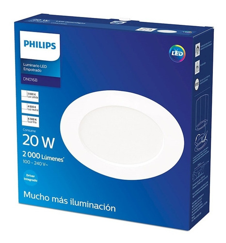 Foco Led Philips Empotrado Luz Fría 20w 6500 K 2000 Lm