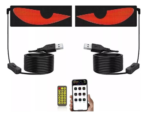 Letrero Led Programable Flexible Diy Devil Ojos 37x9cm 2pcs