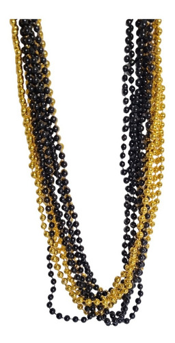 12 Collares De Perlas En Negro Y Dorado Graduacion Hollywood
