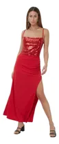 Comprar Vestido Largo Con Tajo Fiesta Eventos Talles Lentejuelas