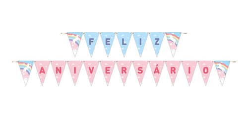 Faixa Feliz Aniversário Unicórnio 175x13cm Junco 1und