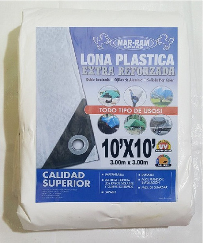 Lona De Rafia Extra Reforzada 3.00x3.00 M Aprox (10x10 Ft)