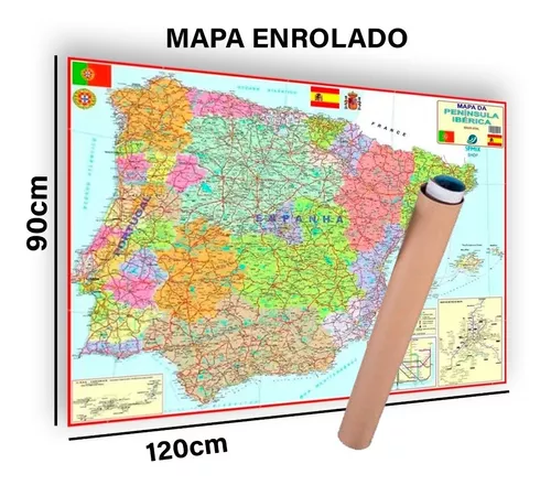 Mapa de Portugal - Político, Portugal e Espanha, cidades e turístico