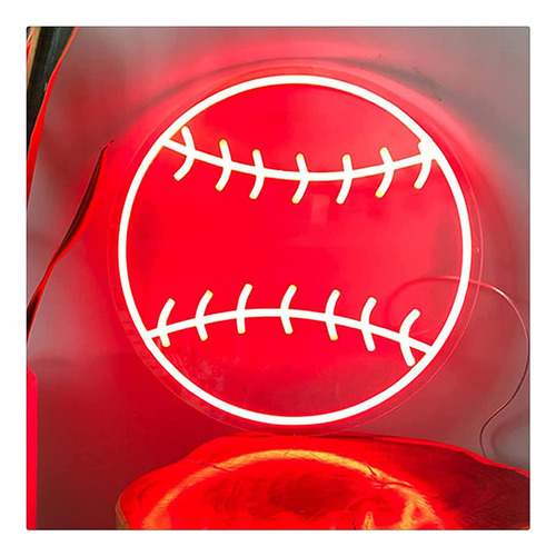 Luz Neon Beisbol Señal Led Roja Interruptor Atenuacion Pared