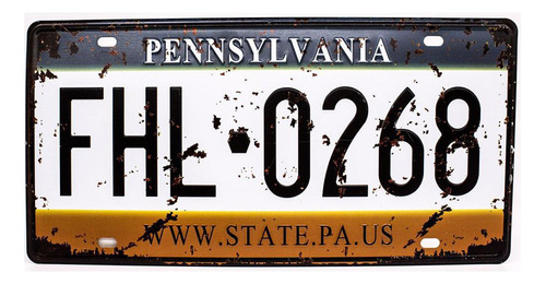 Placa Carro Antiga Decorativa Metálica Pensilvania 414-40