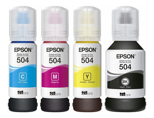 Imagem 3 de 7 de Kit 4 Refil Tinta T504 Epson L4150 L4160 L6161 L6191 L6171