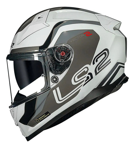 Capacete Ls2 Ff811 Em Fibra Vector Ii Metric Branco Novo