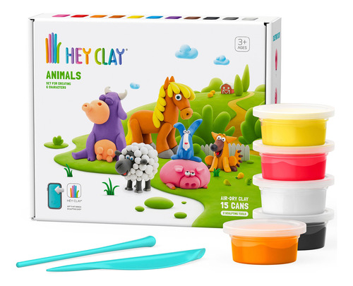 Set Masa Moldeable Hey Clay Animales X 15 Envases