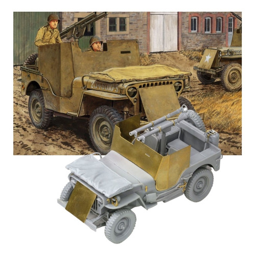 Vehiculo Militar Jeep 1/35 Con Bazooka Dragon 6748 Maqueta 