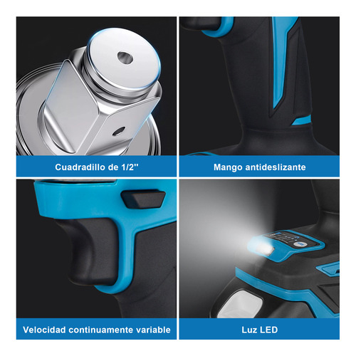 1200nm Llave De Impacto Inalámbrica Sin Escobillas 4ah GISAM W3757 Color Azul