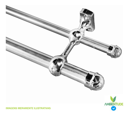 Varão Duplo 2,40 19/28 Grosso Aluminio Cortina Duas Partes