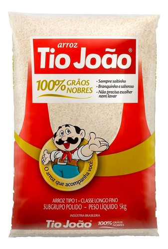 Arroz Branco Tipo 1 Pacote Com 5kg Tio João