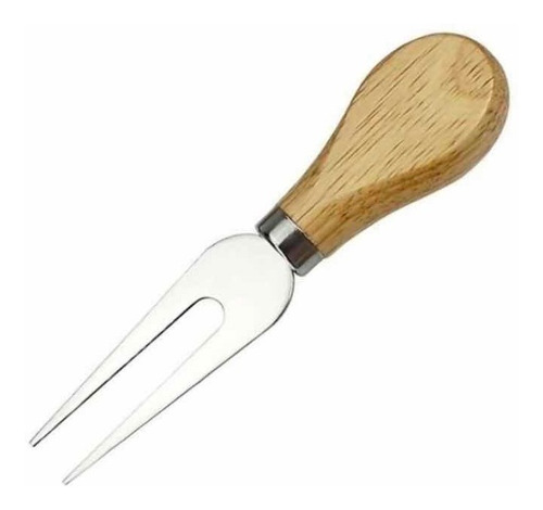 Tenedor Para Queso De Acero Inoxidable Con Mango De Madera