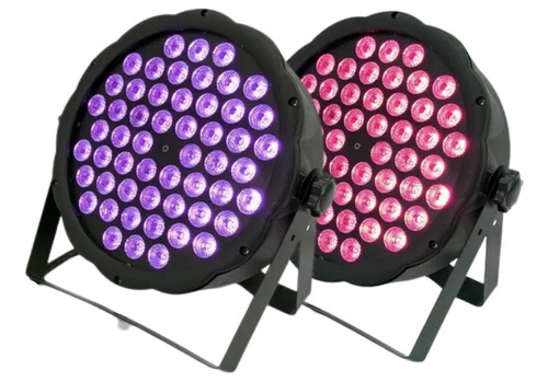 2 Canhao Refletor Led Par 64 Rgb 54 Leds 3w Dmx Dj Triled