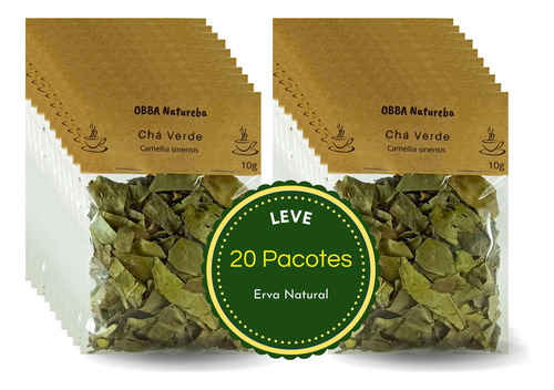 20 Pacotes De Chá Verde Brasileiro - 100% Beneficio Natural