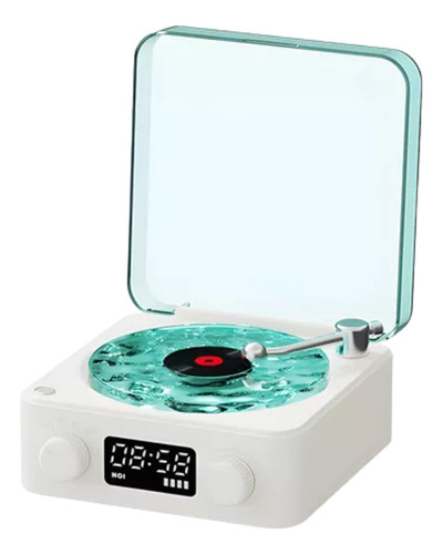 Parlante Proyector Tocadiscos Wavesglow Galaxyglow Carga Usb Blanco Con Celeste