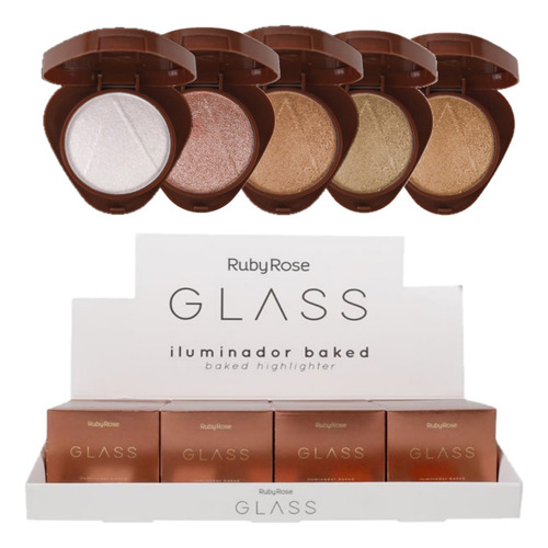 6 Iluminador Glass F1604 - Kit 02 Ruby Rose Atacado Sj
